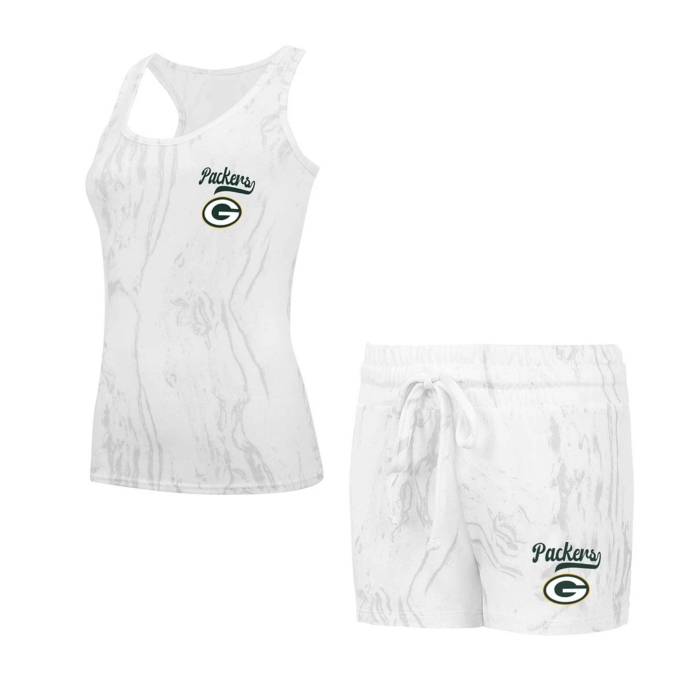 Women's Concepts Sport Green Bay Packers Quartz Hacci Knit Tank Top & Shorts Sleep Set