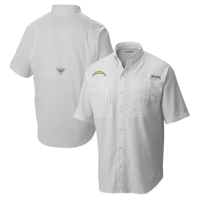 Men's Columbia White Los Angeles Chargers Tamiami Omni-Shade Button-Down Shirt