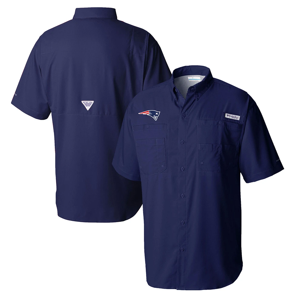 Men's Columbia Navy New England Patriots Tamiami Omni-Shade Button-Down Shirt