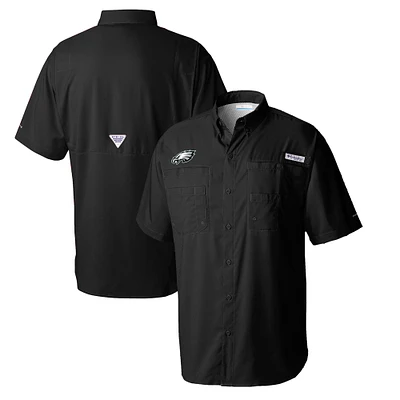 Men's Columbia Black Philadelphia Eagles Tamiami Omni-Shade Button-Down Shirt