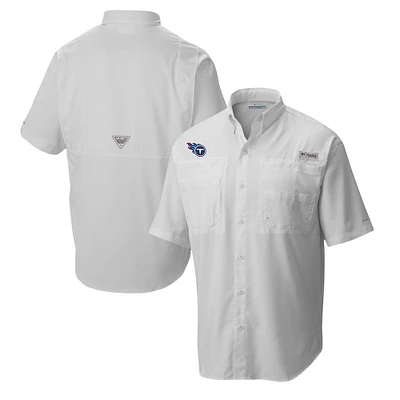 Men's Columbia White Tennessee Titans Tamiami Omni-Shade Button-Down Shirt