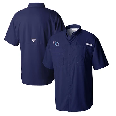 Men's Columbia Navy Tennessee Titans Tamiami Omni-Shade Button-Down Shirt
