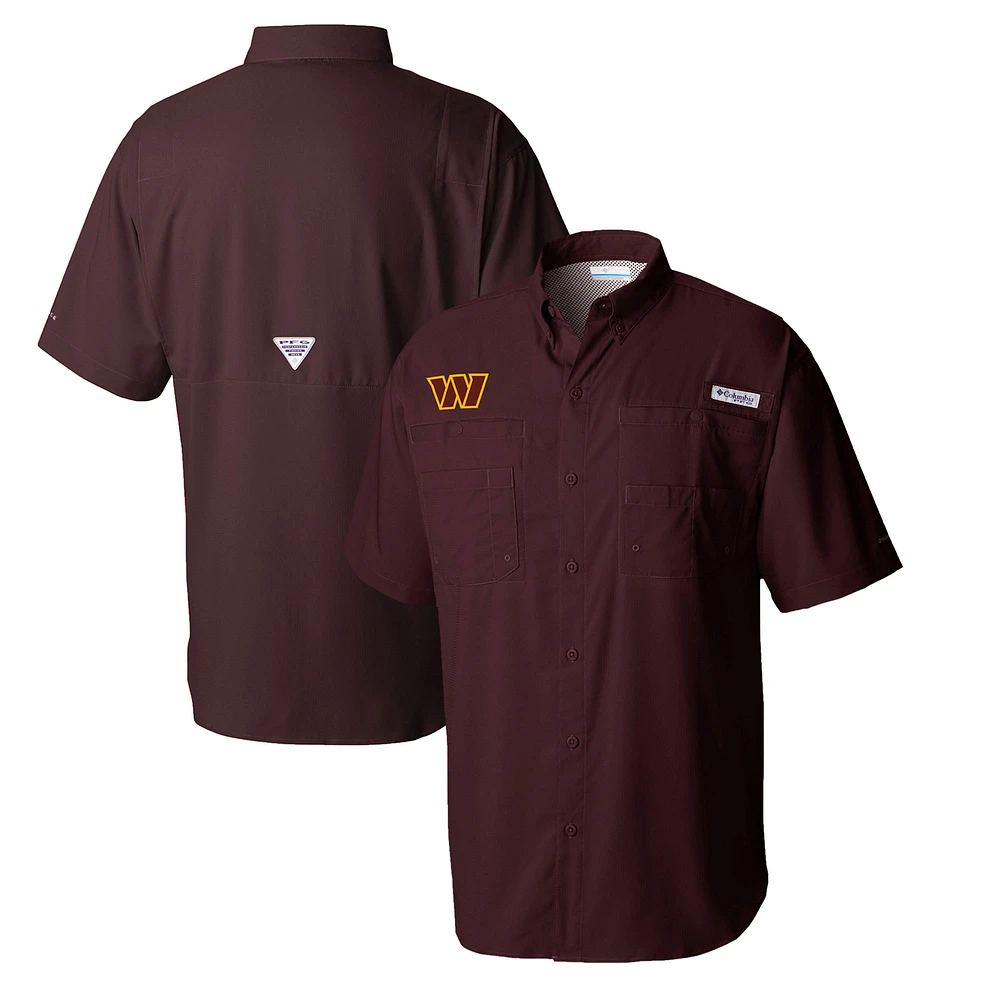 Men's Columbia Burgundy Washington Commanders Tamiami Omni-Shade Button-Down Shirt
