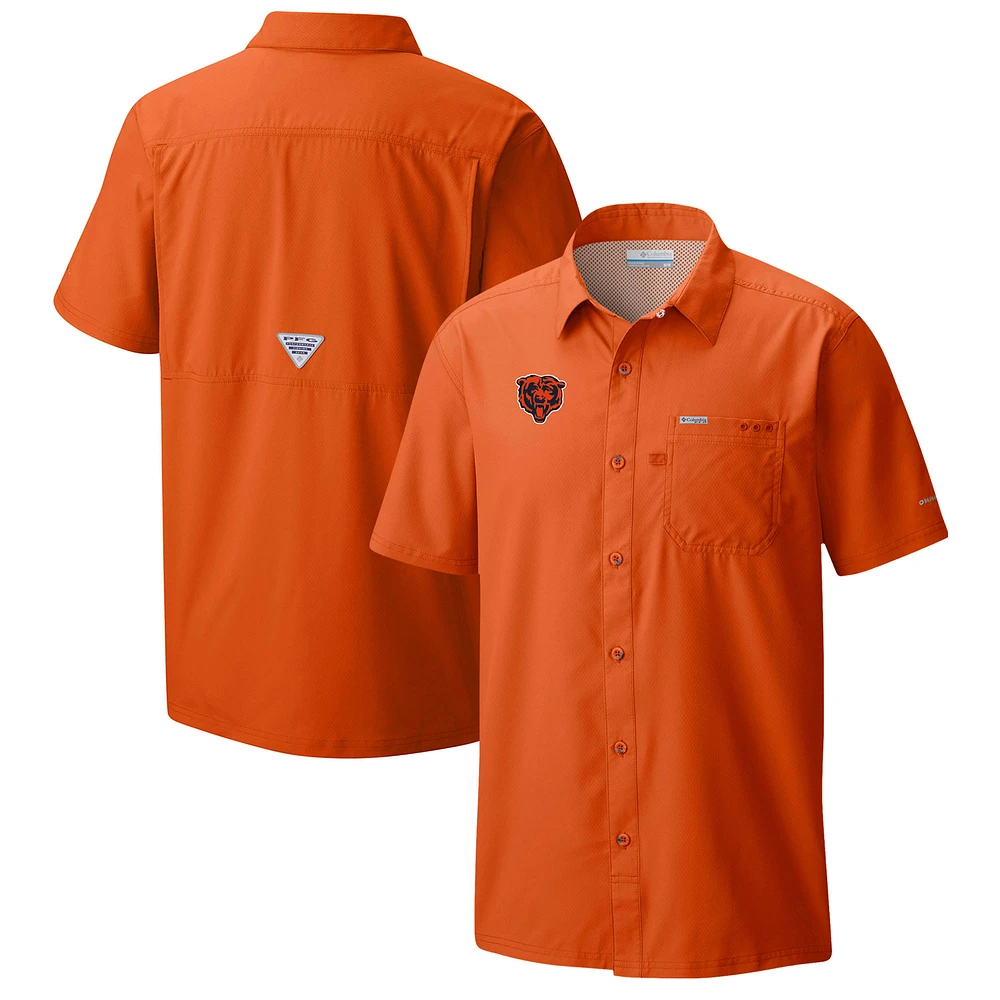 Men's Columbia Orange Chicago Bears Slack Tide Omni-Wick Button-Up Camp Shirt