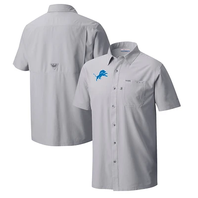 Men's Columbia Gray Detroit Lions Slack Tide Omni-Wick Button-Up Camp Shirt