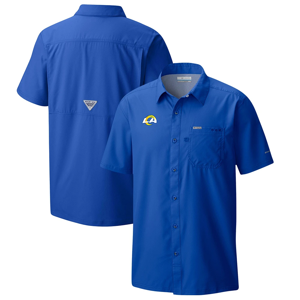Men's Columbia Royal Los Angeles Rams Slack Tide Omni-Wick Button-Up Camp Shirt