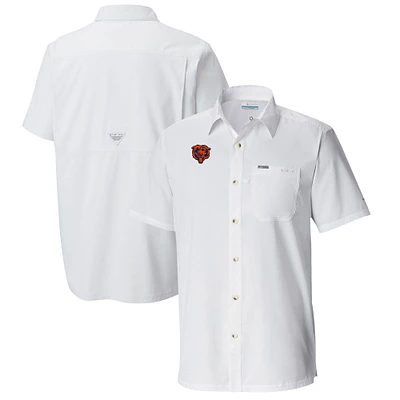 Men's Columbia White Chicago Bears Slack Tide Omni-Wick Button-Up Camp Shirt