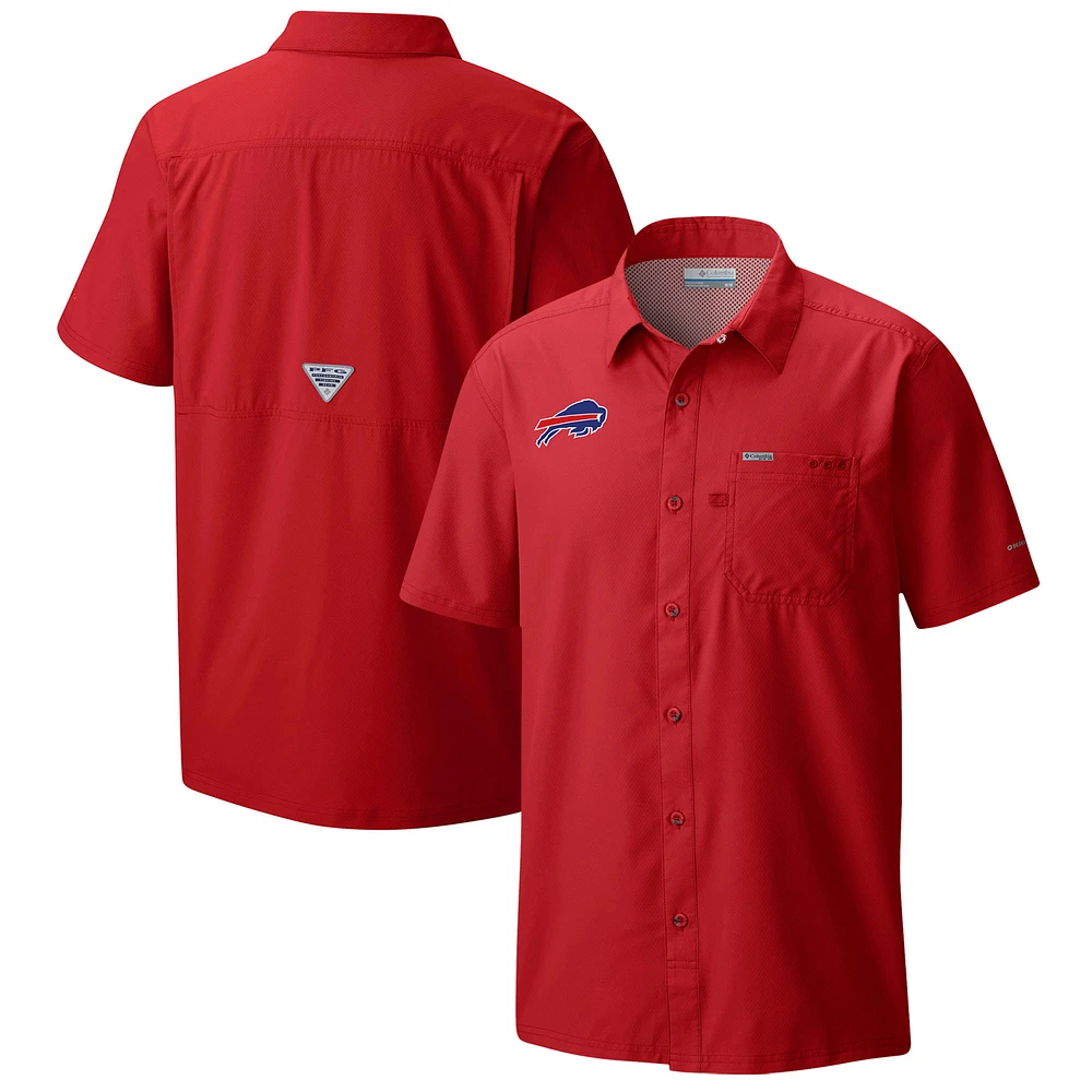 Men's Columbia Red Buffalo Bills Slack Tide Omni-Wick Button-Up Camp Shirt