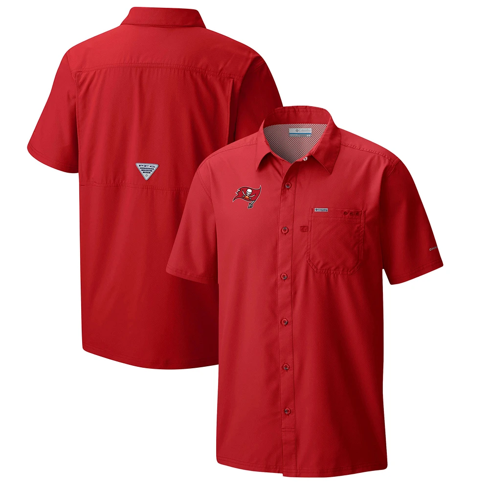 Men's Columbia Red Tampa Bay Buccaneers Slack Tide Omni-Wick Button-Up Camp Shirt