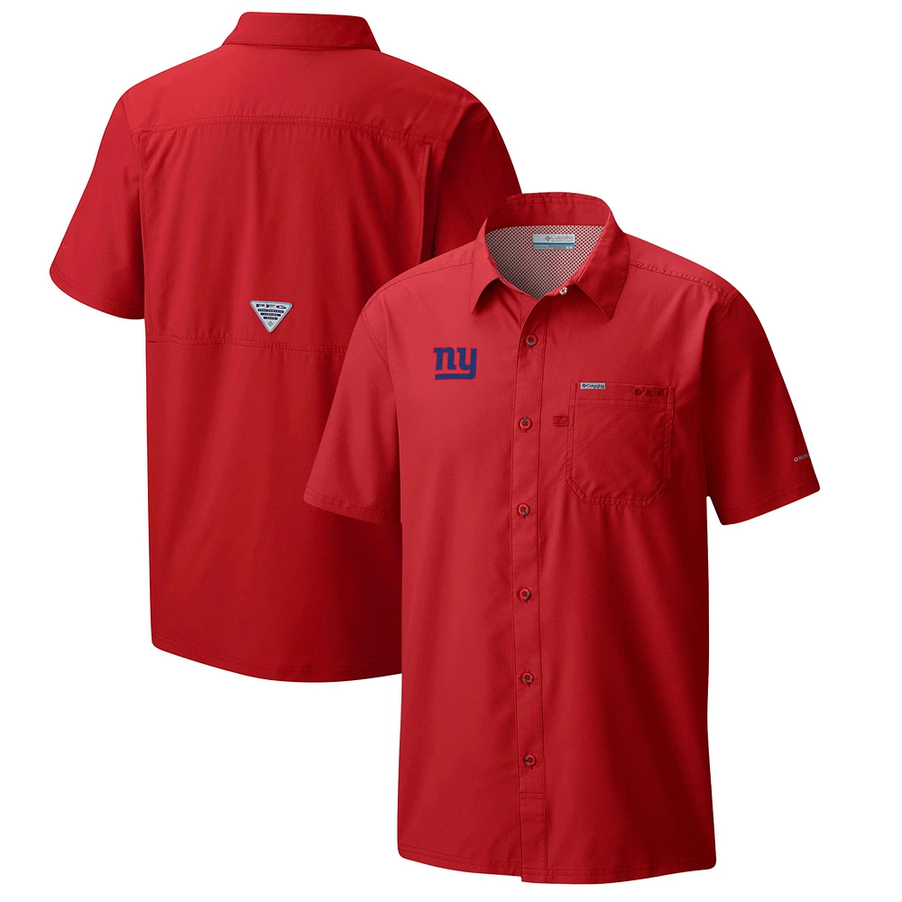 Men's Columbia Red New York Giants Slack Tide Omni-Wick Button-Up Camp Shirt