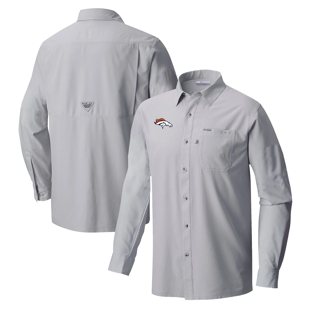 Men's Columbia Gray Denver Broncos Slack Tide Omni-Wick Long Sleeve Button-Up Shirt