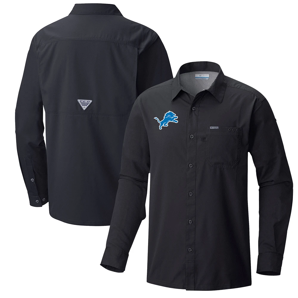 Men's Columbia Detroit Lions Slack Tide Omni-Wick Long Sleeve Button-Up Shirt