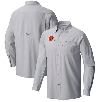 Men's Columbia Gray Cleveland Browns Slack Tide Omni-Wick Long Sleeve Button-Up Shirt