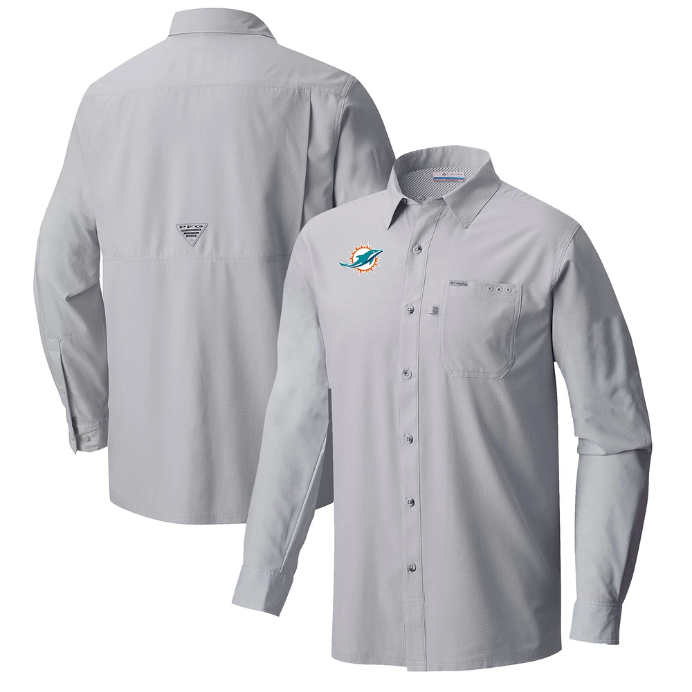 Men's Columbia Miami Dolphins Slack Tide Omni-Wick Long Sleeve Button-Up Shirt