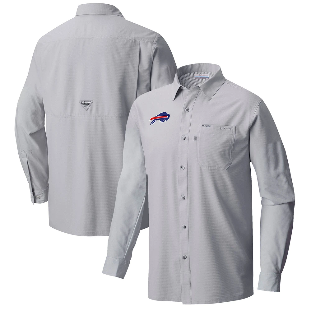 Men's Columbia Gray Buffalo Bills Slack Tide Omni-Wick Long Sleeve Button-Up Shirt