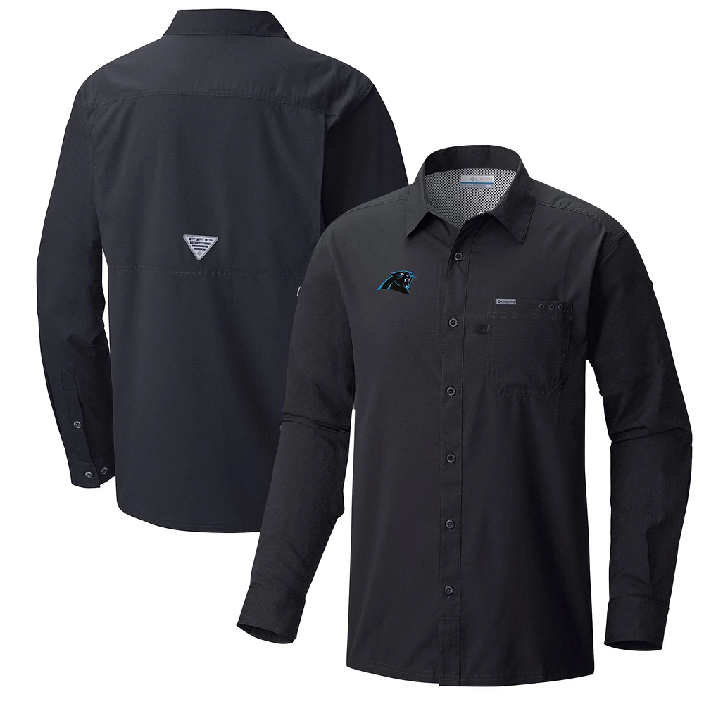 Men's Columbia Carolina Panthers Slack Tide Omni-Wick Long Sleeve Button-Up Shirt