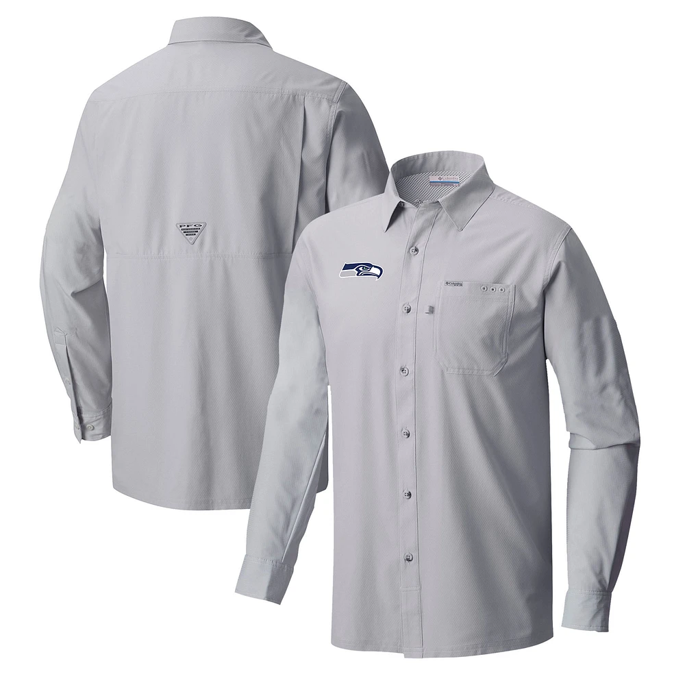 Men's Columbia Gray Seattle Seahawks Slack Tide Omni-Wick Long Sleeve Button-Up Shirt