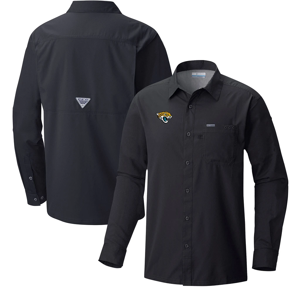 Men's Columbia Black Jacksonville Jaguars Slack Tide Omni-Wick Long Sleeve Button-Up Shirt
