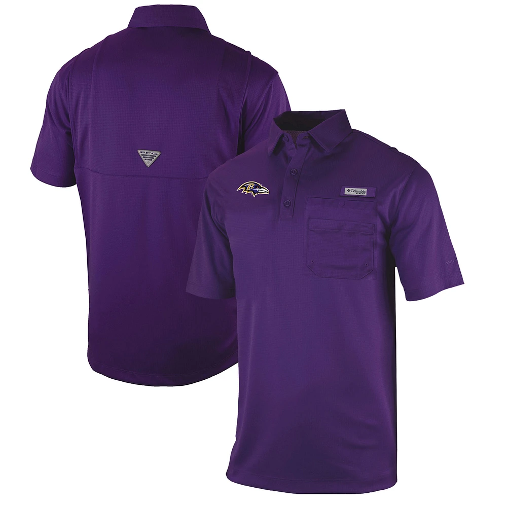 Men's Columbia Purple Baltimore Ravens Omni-Wick Flycaster Pocket Polo