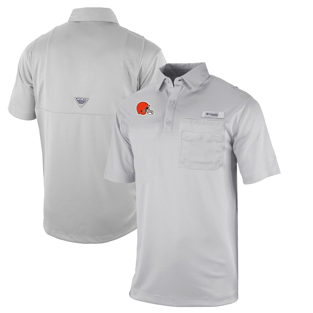 Men's Columbia Gray Cleveland Browns Omni-Wick Flycaster Pocket Polo