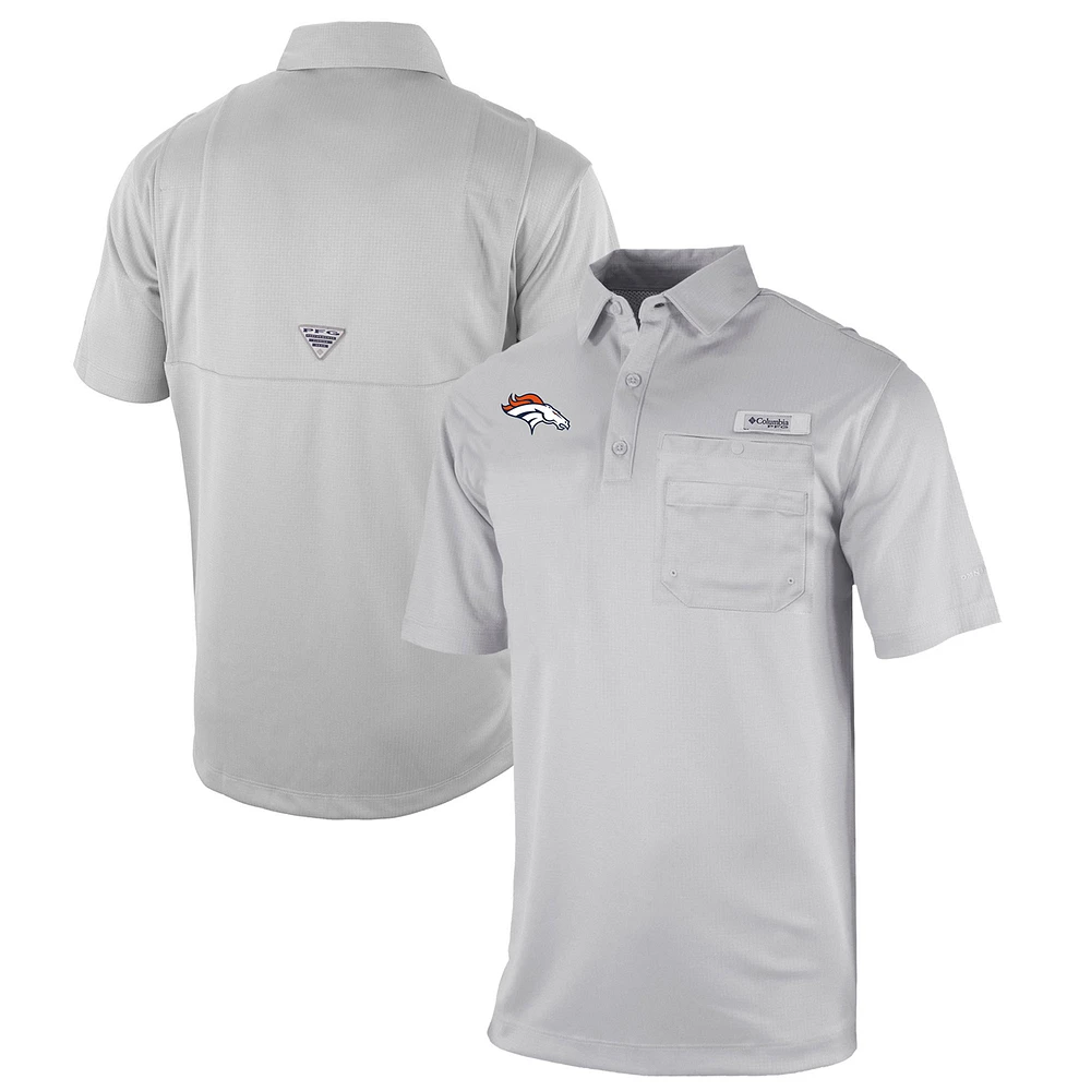 Men's Columbia Gray Denver Broncos Omni-Wick Flycaster Pocket Polo