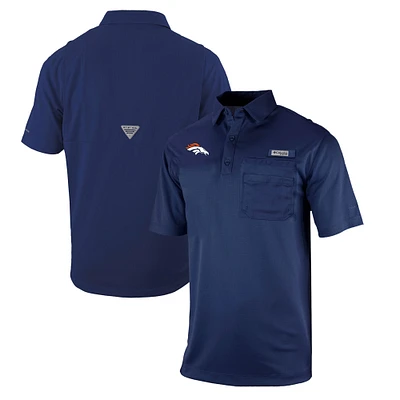 Men's Columbia Navy Denver Broncos Omni-Wick Flycaster Pocket Polo