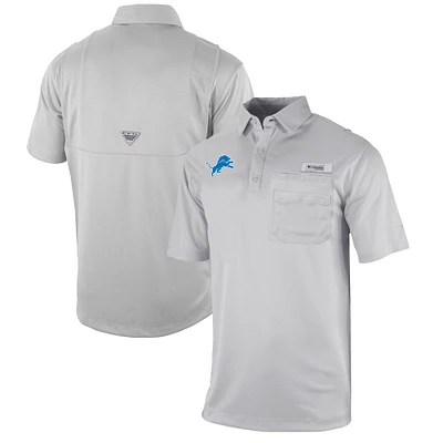 Men's Columbia Gray Detroit Lions Omni-Wick Flycaster Pocket Polo