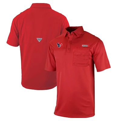 Men's Columbia Red Houston Texans Omni-Wick Flycaster Pocket Polo