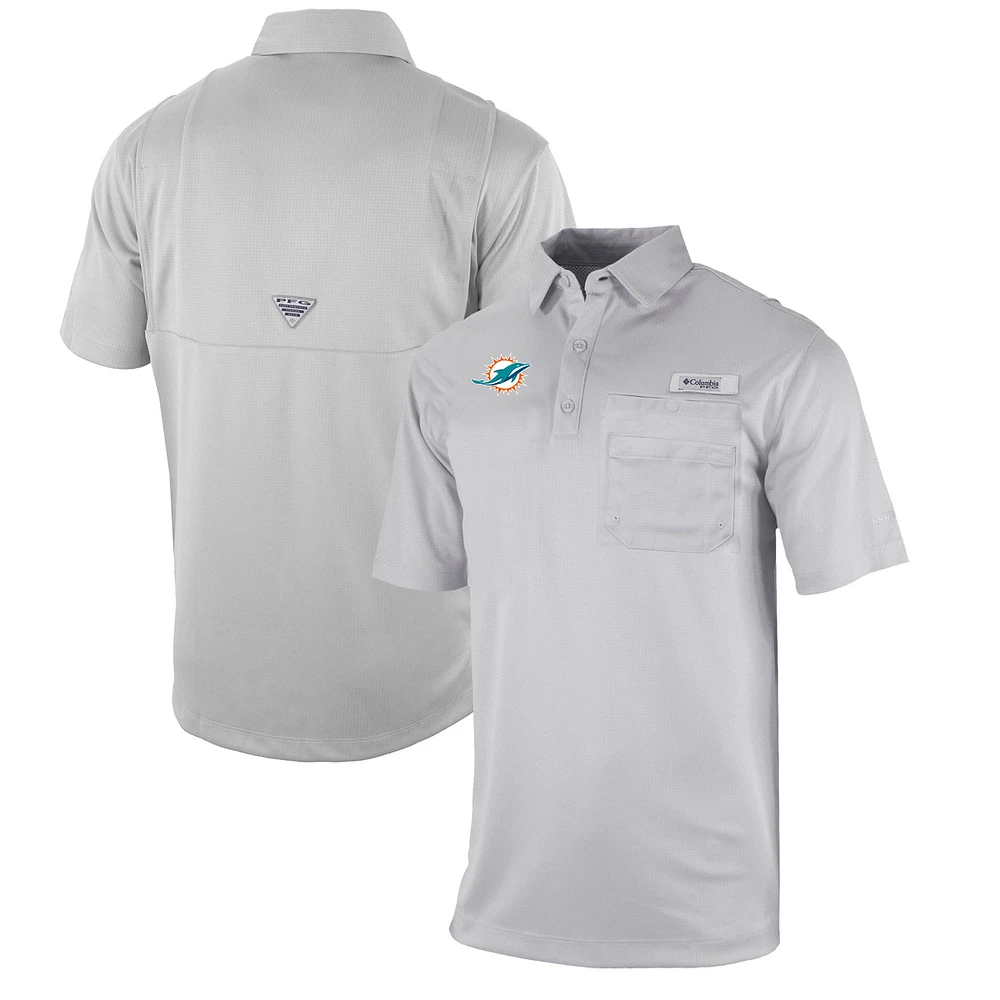 Men's Columbia Gray Miami Dolphins Omni-Wick Flycaster Pocket Polo