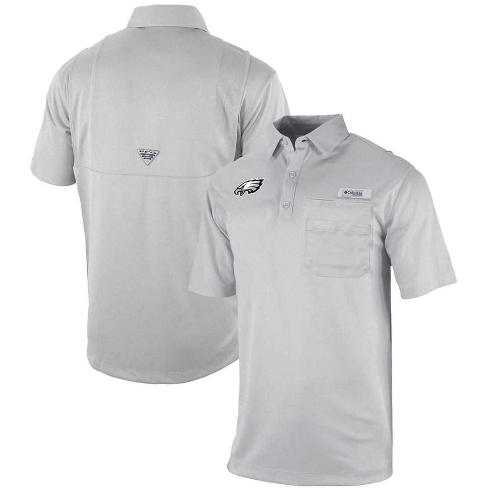 Men's Columbia Gray Philadelphia Eagles Omni-Wick Flycaster Pocket Polo