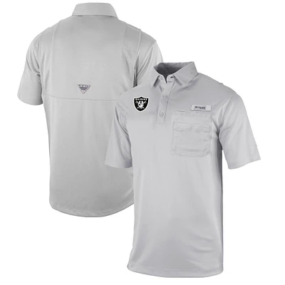 Men's Columbia Gray Las Vegas Raiders Omni-Wick Flycaster Pocket Polo