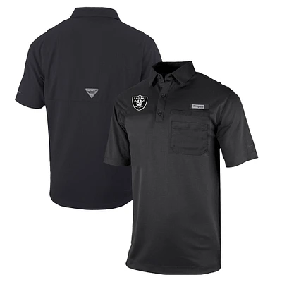 Men's Columbia Black Las Vegas Raiders Omni-Wick Flycaster Pocket Polo