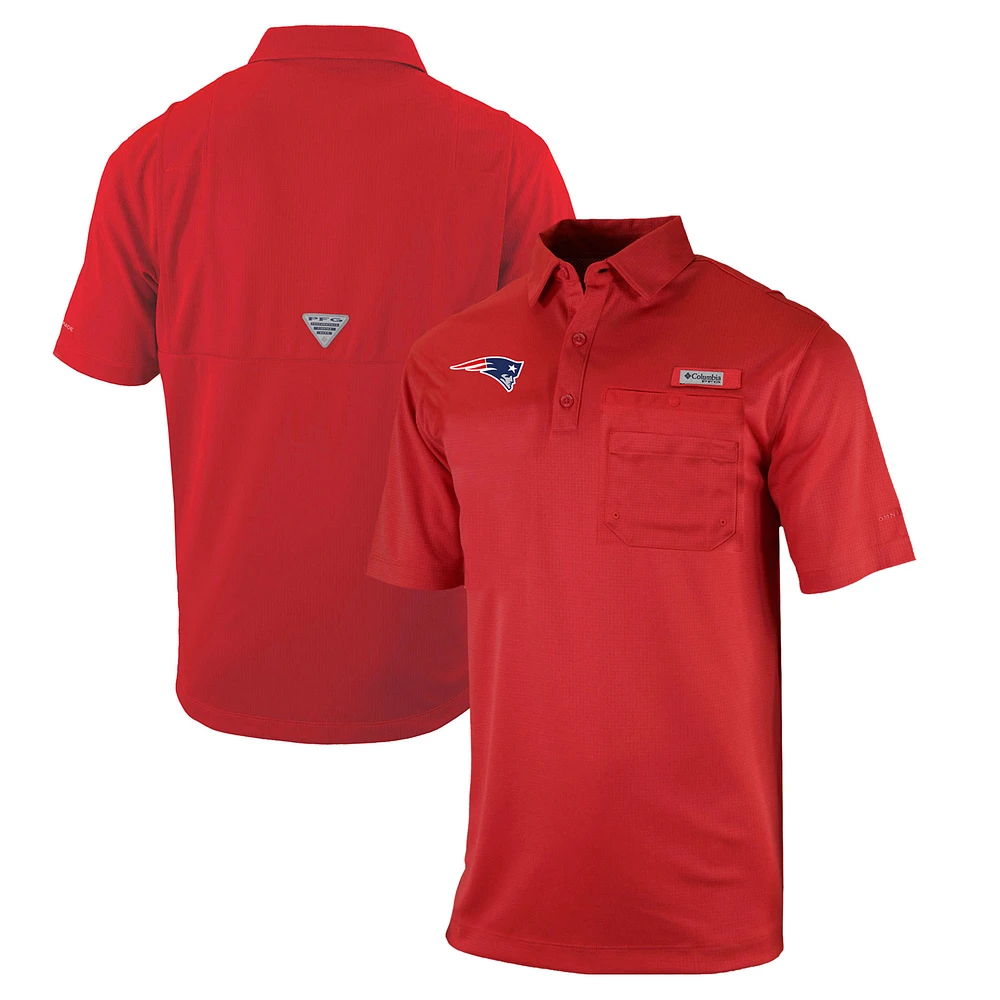 Men's Columbia Red New England Patriots Omni-Wick Flycaster Pocket Polo