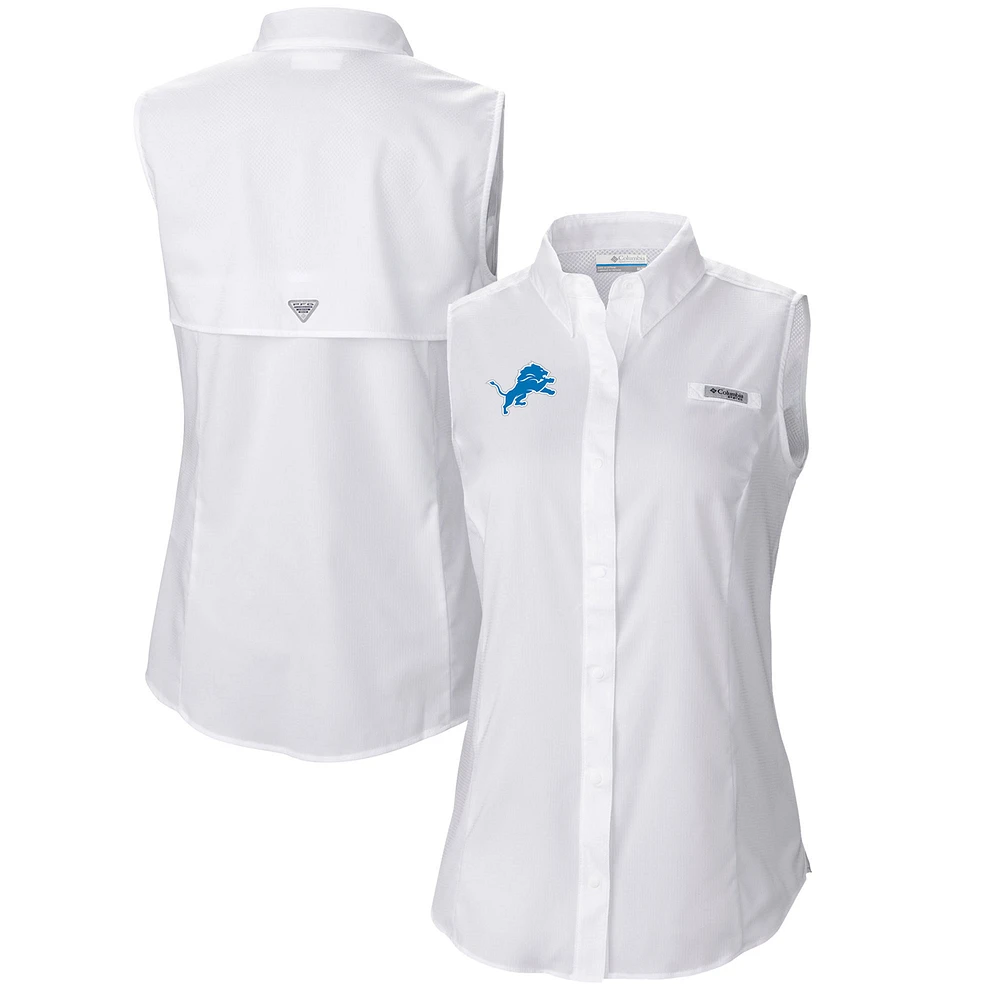 Women's Columbia Detroit Lions PFG Tamiami Omni-Shade Sleeveless Button-Up Shirt