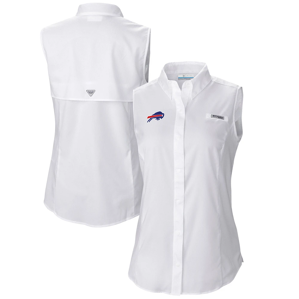 Women's Columbia White Buffalo Bills PFG Tamiami Omni-Shade Sleeveless Button-Up Shirt