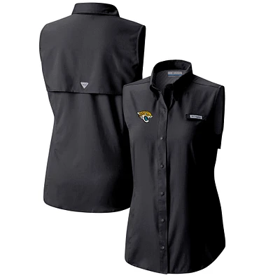 Women's Columbia Black Jacksonville Jaguars PFG Tamiami Omni-Shade Sleeveless Button-Up Shirt