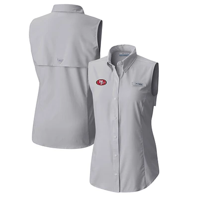 Women's Columbia Gray San Francisco 49ers PFG Tamiami Omni-Shade Sleeveless Button-Up Shirt