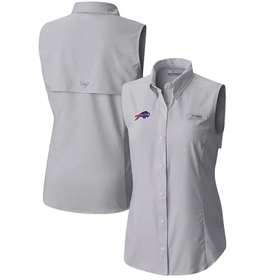 Women's Columbia Gray Buffalo Bills PFG Tamiami Omni-Shade Sleeveless Button-Up Shirt