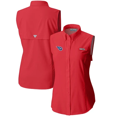 Women's Columbia Red Tennessee Titans PFG Tamiami Omni-Shade Sleeveless Button-Up Shirt