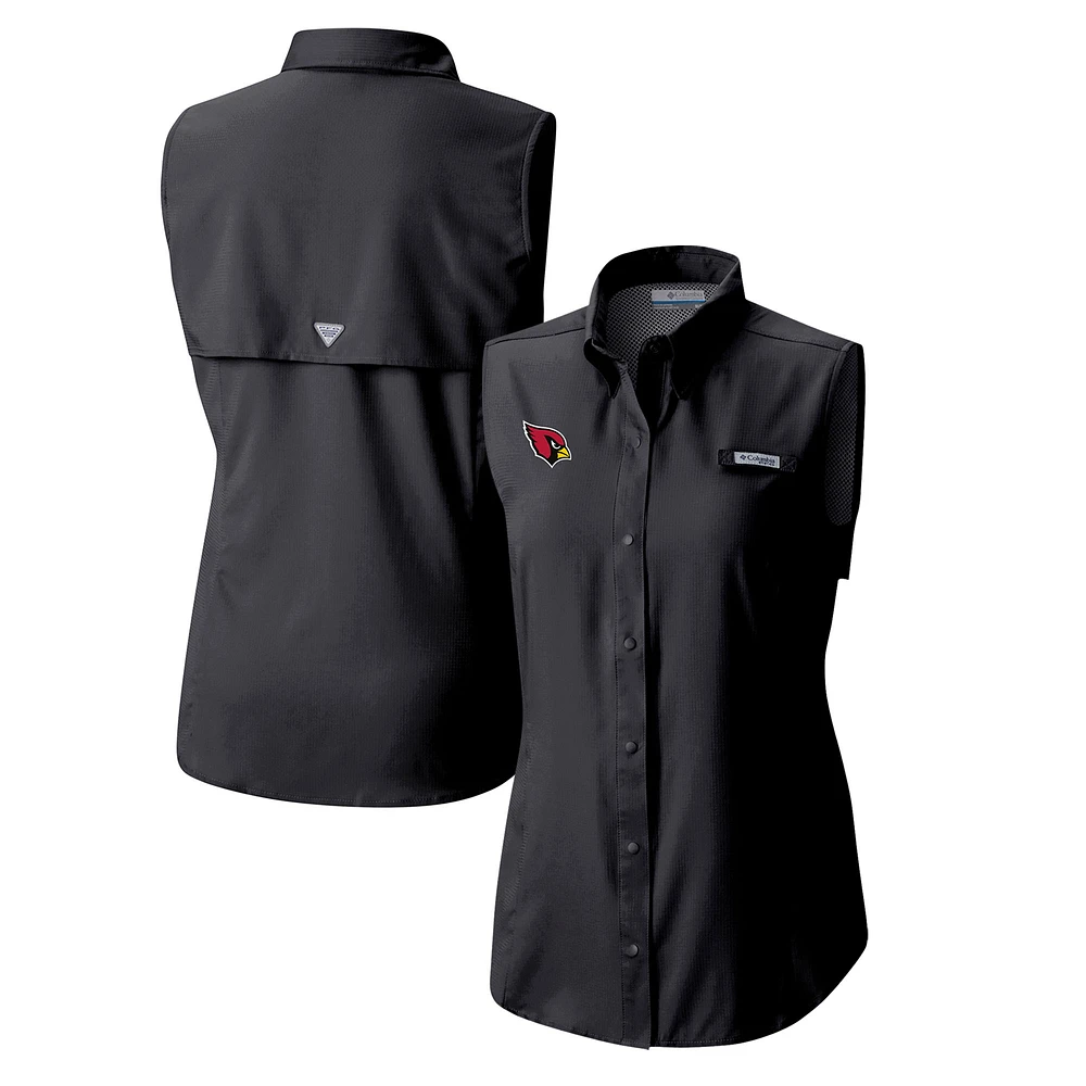 Women's Columbia Black Arizona Cardinals PFG Tamiami Omni-Shade Sleeveless Button-Up Shirt