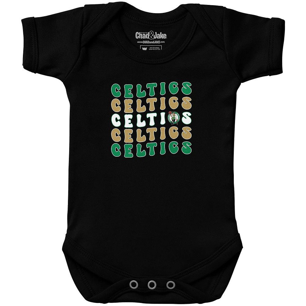 Newborn & Infant Chad Jake Black Boston Celtics Groovy Bodysuit