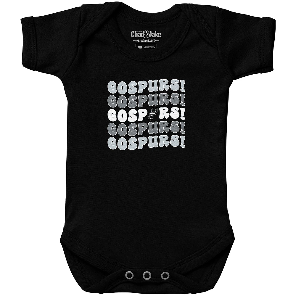 Newborn & Infant Chad Jake Black San Antonio Spurs Groovy Bodysuit