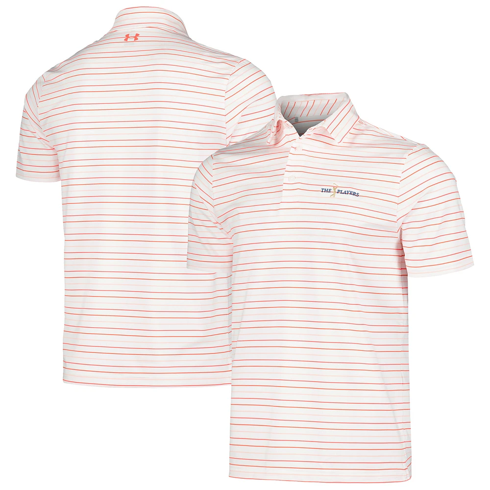 Men's Under Armour White THE PLAYERS Tee To Green Trace Stripe Polo