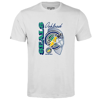 Men's Levelwear White Oakland Seals Throwback Retro Richmond Netminder T-Shirt