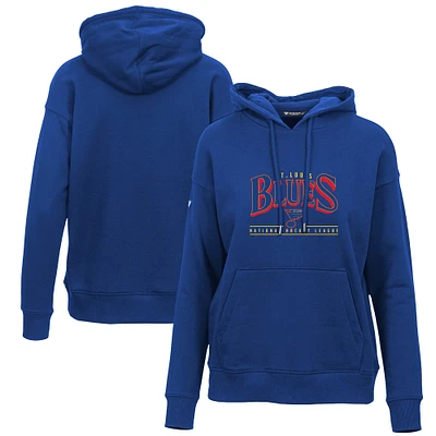 Women's Levelwear Blue St. Louis Blues Retro Adorn Spellout Pullover Hoodie