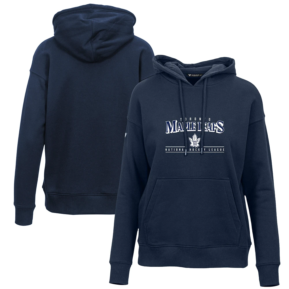 Women's Levelwear Navy Toronto Maple Leafs Retro Adorn Spellout Pullover Hoodie