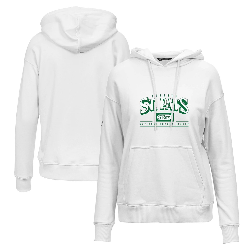 Women's Levelwear White Toronto St. Pats Retro Adorn Spellout Pullover Hoodie