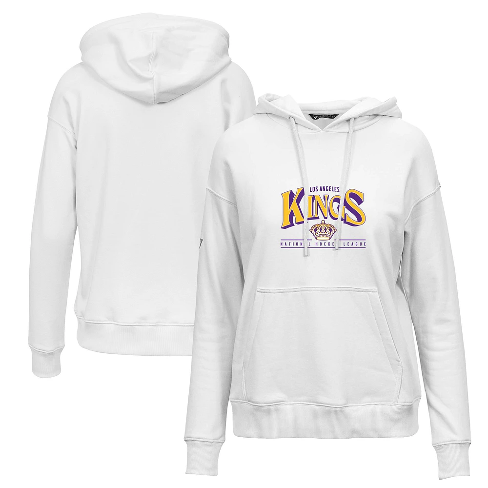 Women's Levelwear White Los Angeles Kings Retro Adorn Spellout Pullover Hoodie