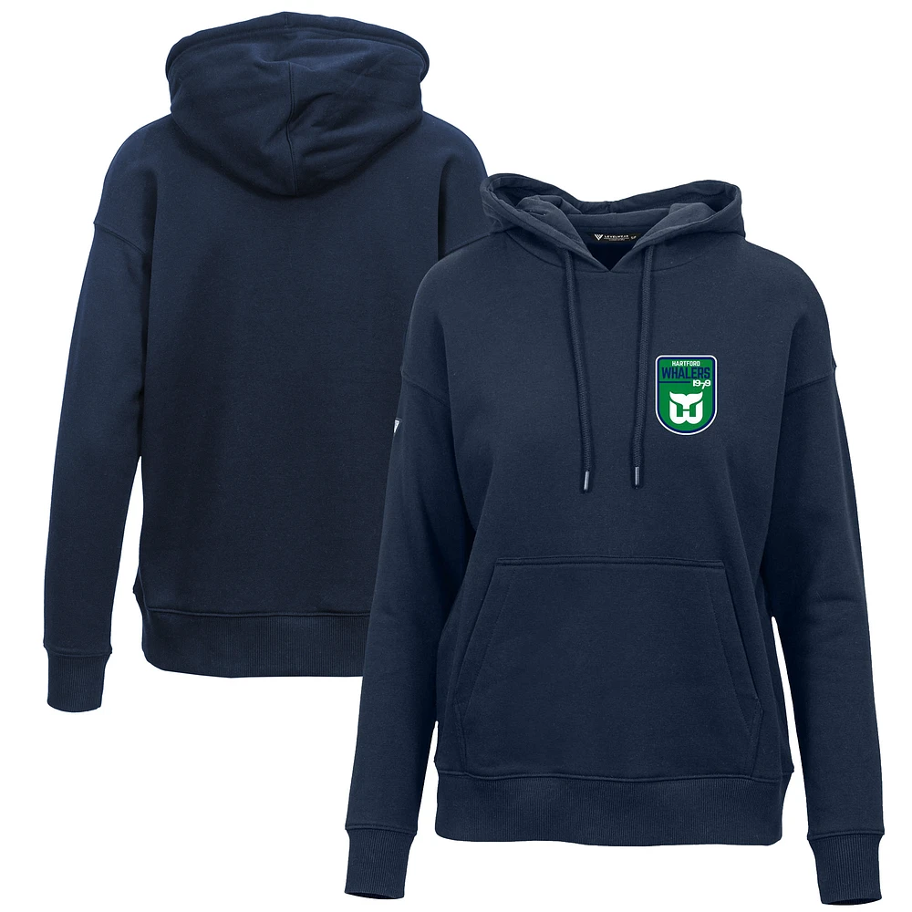 Women's Levelwear Navy Hartford Whalers Retro Adorn Pullover Hoodie