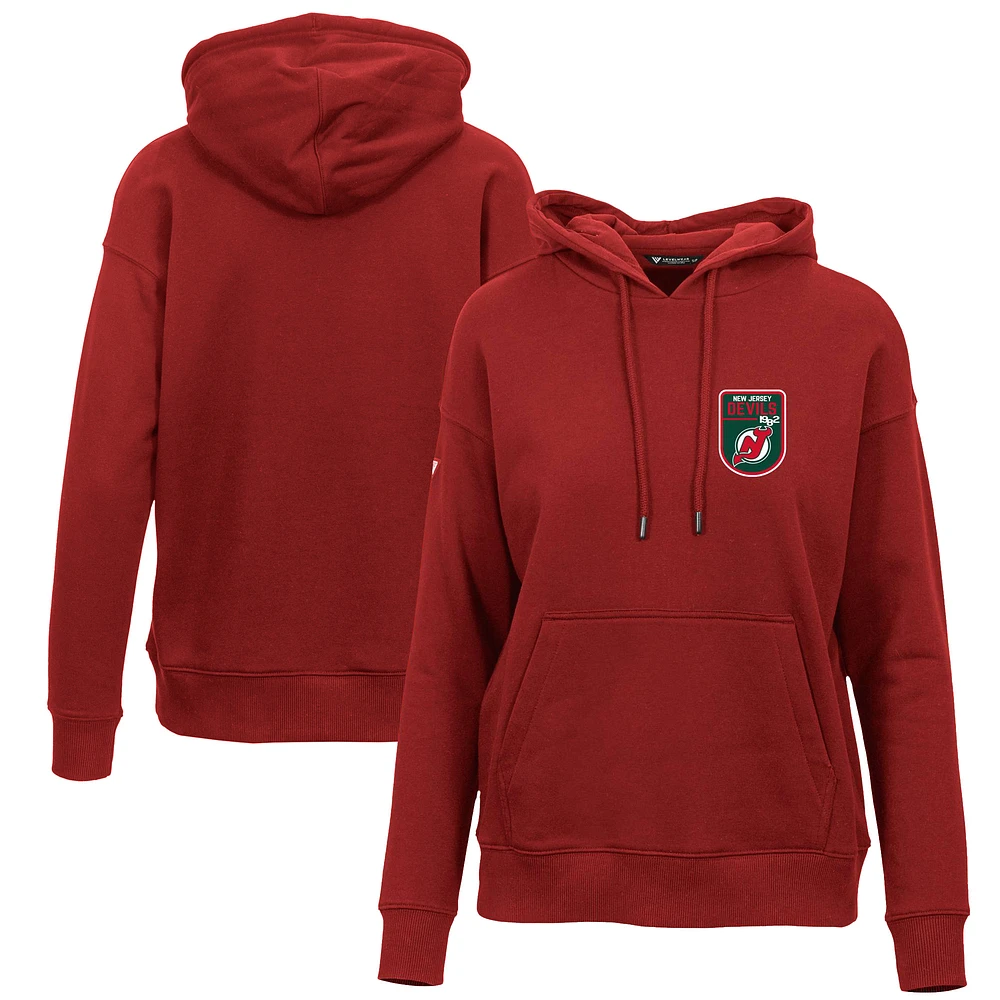 Women's Levelwear Red New Jersey Devils Retro Adorn Pullover Hoodie